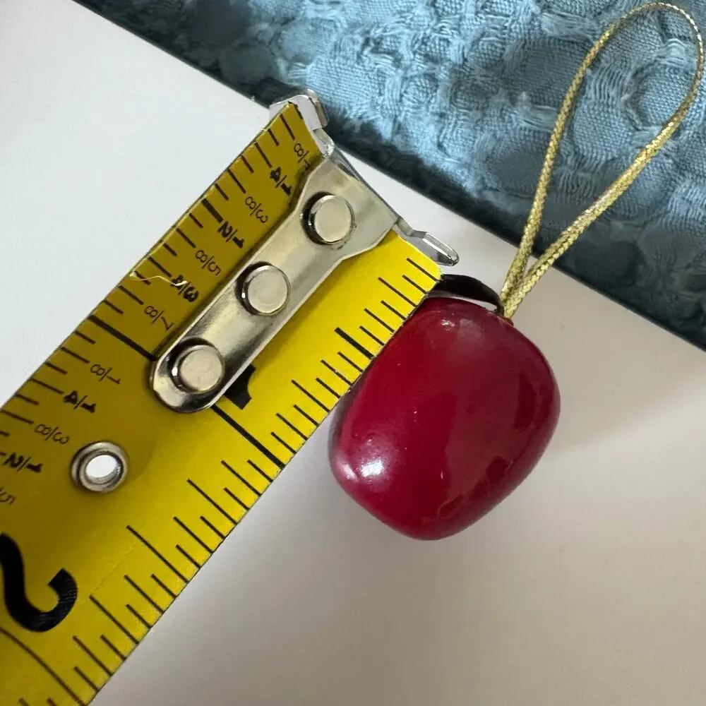 Set of 12 Wooden Apple Mini Christmas Ornaments Red Holiday Decor